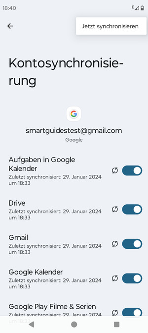 Wählen Sie Jetzt synchonisieren