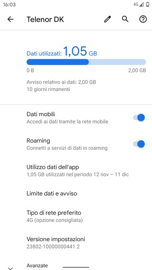 Attiva o disattiva Roaming