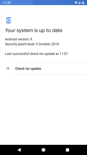 If your phone is up to date, you will see the following screen