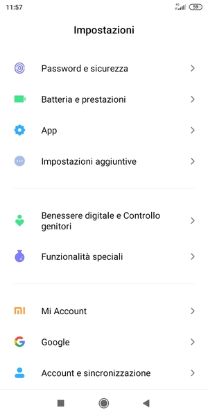 Scorri e seleziona Impostazioni aggiuntive