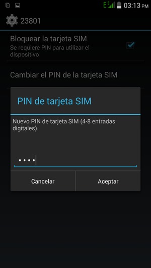 Introduzca su Nuevo PIN de tarjeta SIM y seleccione Aceptar