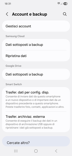 Seleziona Gestisci account