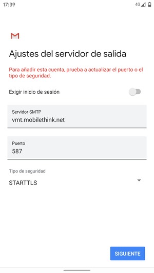 Seleccione Tipo de seguridad