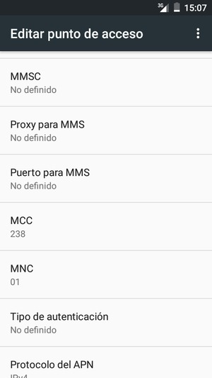 Desplácese hacia abajo e introduzca la información MMS
