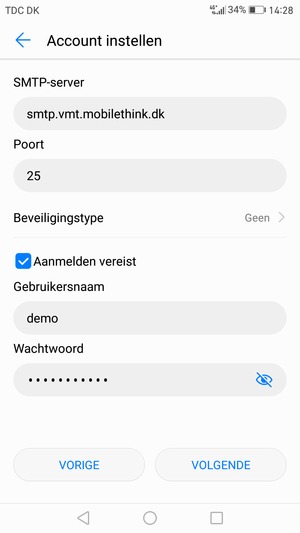 Voer Uitgaand serveradres in