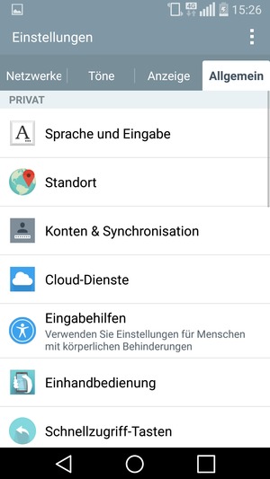 Wählen Sie Konten & Synchronisation