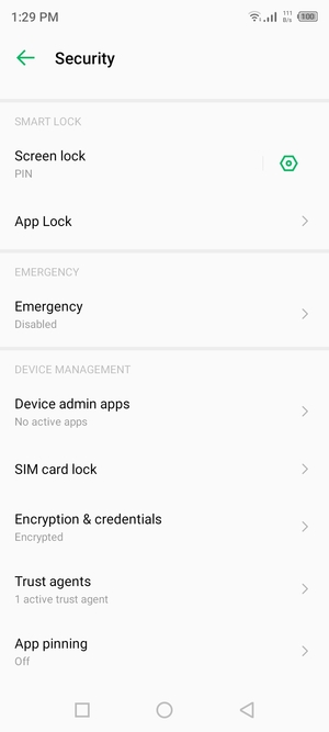 Scroll to and select SIM card lock