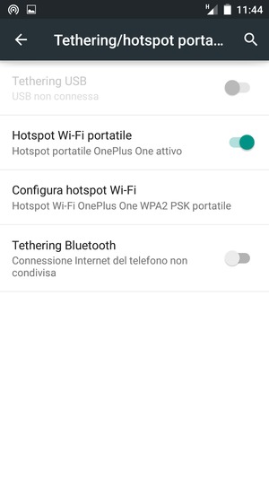 Il telefono è ora pronto per essere usato come modem