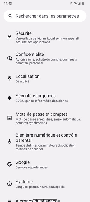 Faites défiler et sélectionnez Sécurité