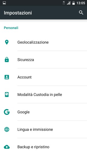 Scorri e seleziona Sicurezza