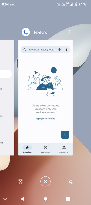 Seleccione el icono  Eliminar para cerrar todas las aplicaciones en ejecución