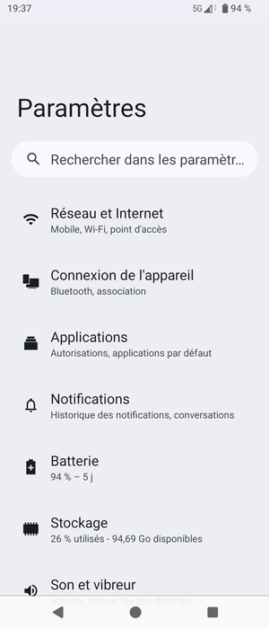 Sélectionnez Réseau et Internet