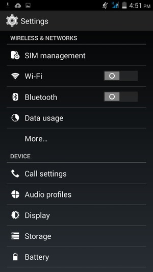 To change network if network problems occur, return to the Settings menu and select More...