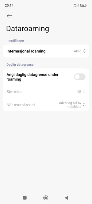 Velg Internasjonal roaming