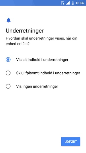 Vælg din foretrukne mulighed og vælg UDFØRT