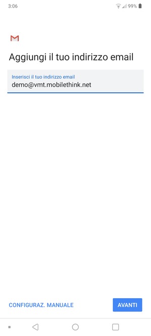 Inserisci il tuo indirizzo email e seleziona AVANTI