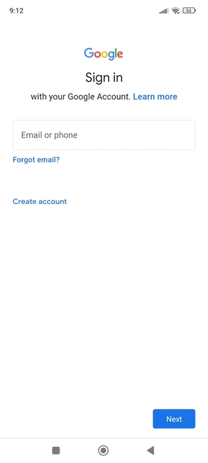 Enter your Gmail address and select Next