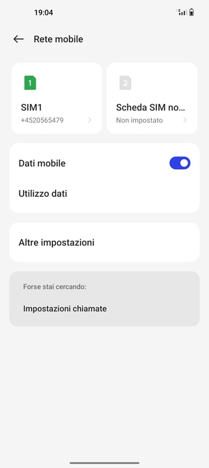 Seleziona SIM1 o SIM2