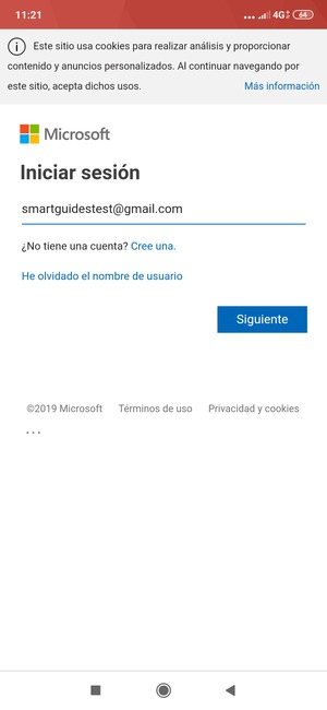 Introduzca su dirección de Hotmail y seleccione Siguiente