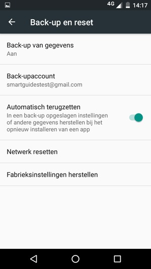Selecteer Back-upaccount