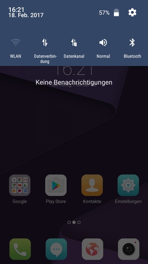 Ziehen Sie erneut das obere Menü nach unten