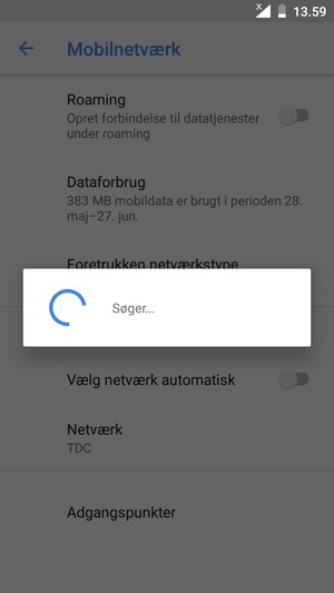 Afvent at søgningen er afsluttet