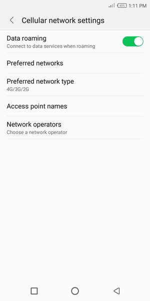 Turn Data roaming on or off