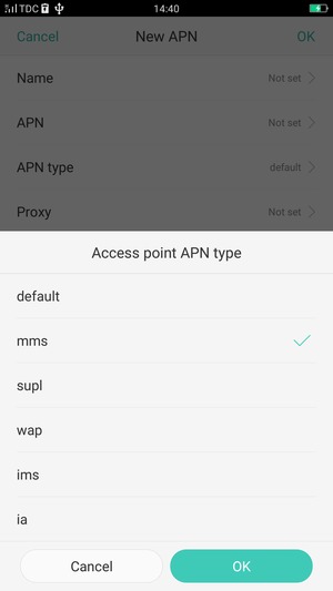 Select mms and OK