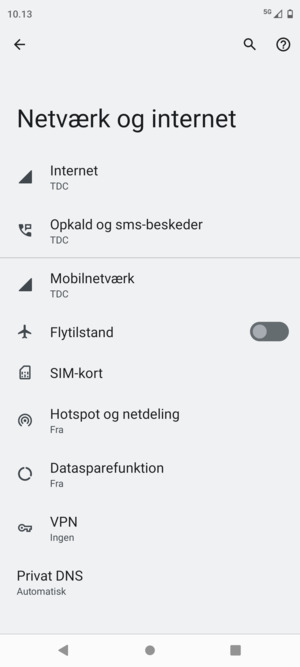 Vælg Mobilnetværk