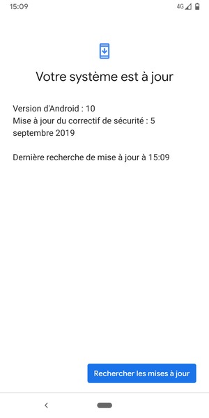 Si votre téléphone est à jour, vous verrez l'écran suivant