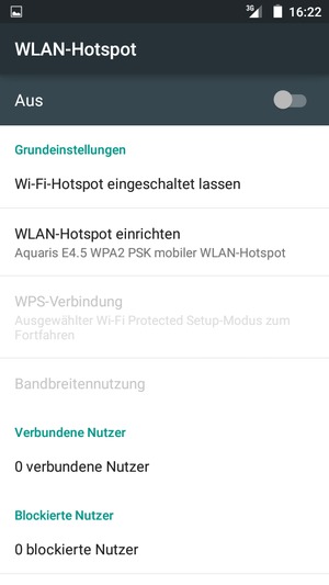 Wählen Sie WLAN-Hotspot einrichten