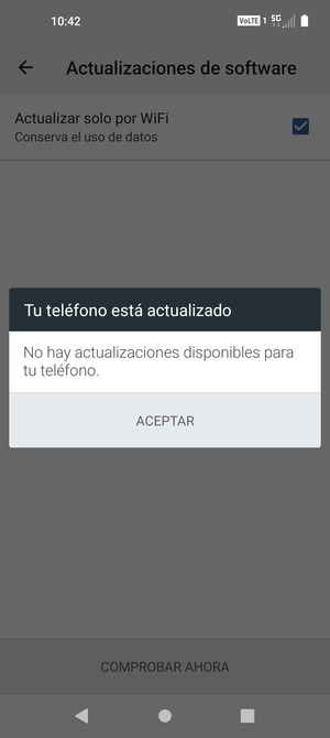 Si su teléfono está actualizado, seleccione ACEPTAR