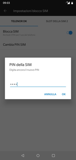 Conferma il nuovo PIN della SIM e seleziona OK