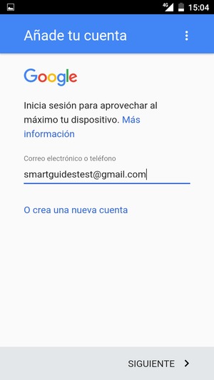 Introduzca su dirección de Gmail y seleccione SIGUIENTE