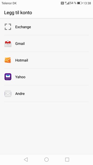 Velg Gmail eller Hotmail