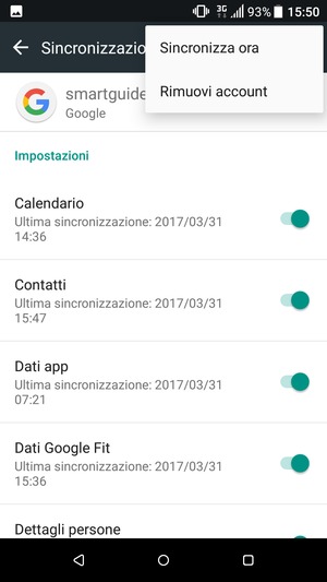 Seleziona Sincronizza ora