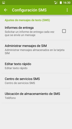 Seleccione Centro de servicios SMS