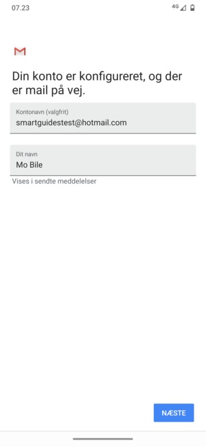 Giv din konto et navn og indtast dit navn. Vælg NÆSTE