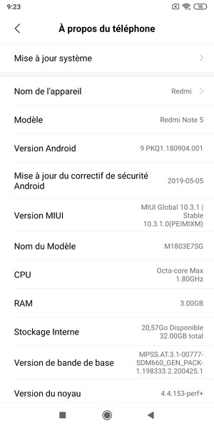 Sélectionnez Mise à jour système