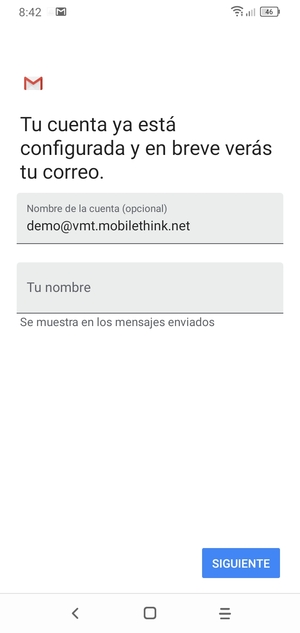 Déle a su cuenta un nombre y escriba su nombre. Seleccione SIGUIENTE