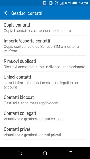 Seleziona Importa/esporta contatti