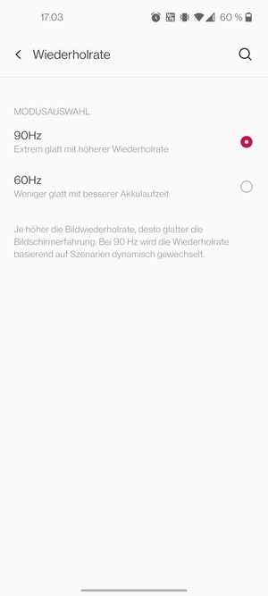 Wählen Sie 60Hz