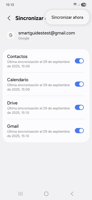 Seleccione Sincronizar ahora