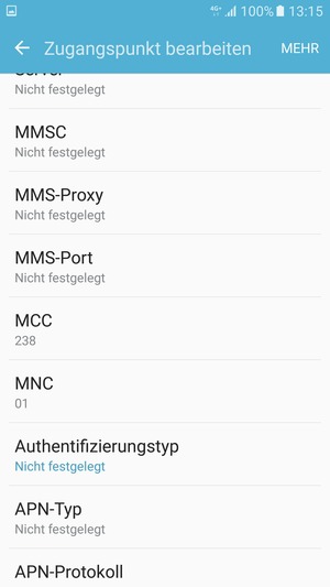 Scrollen Sie nach unten und geben Sie Ihre Internetinformationen ein