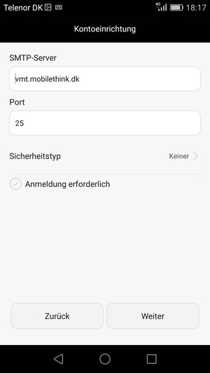 Deaktivieren Sie das Kontrollkästchen Anmeldung erforderlich und wählen Sie Weiter