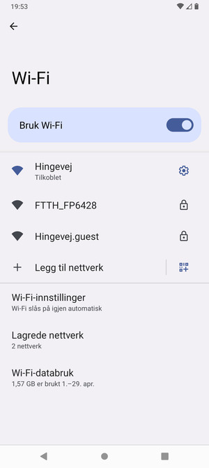 Du er nå koblet til Wi-Fi-nettverket
