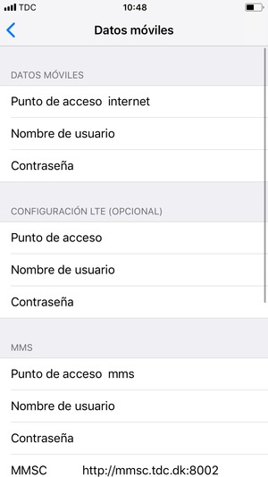 Introduzca la información de Internet