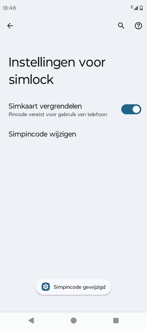 Uw Simpincode is gewijzigd