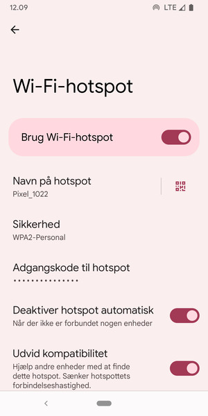Din telefon er nu sat op til brug som modem