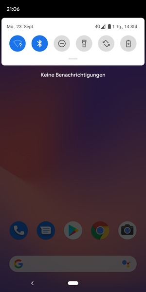 Ziehen Sie erneut das obere Menü nach unten